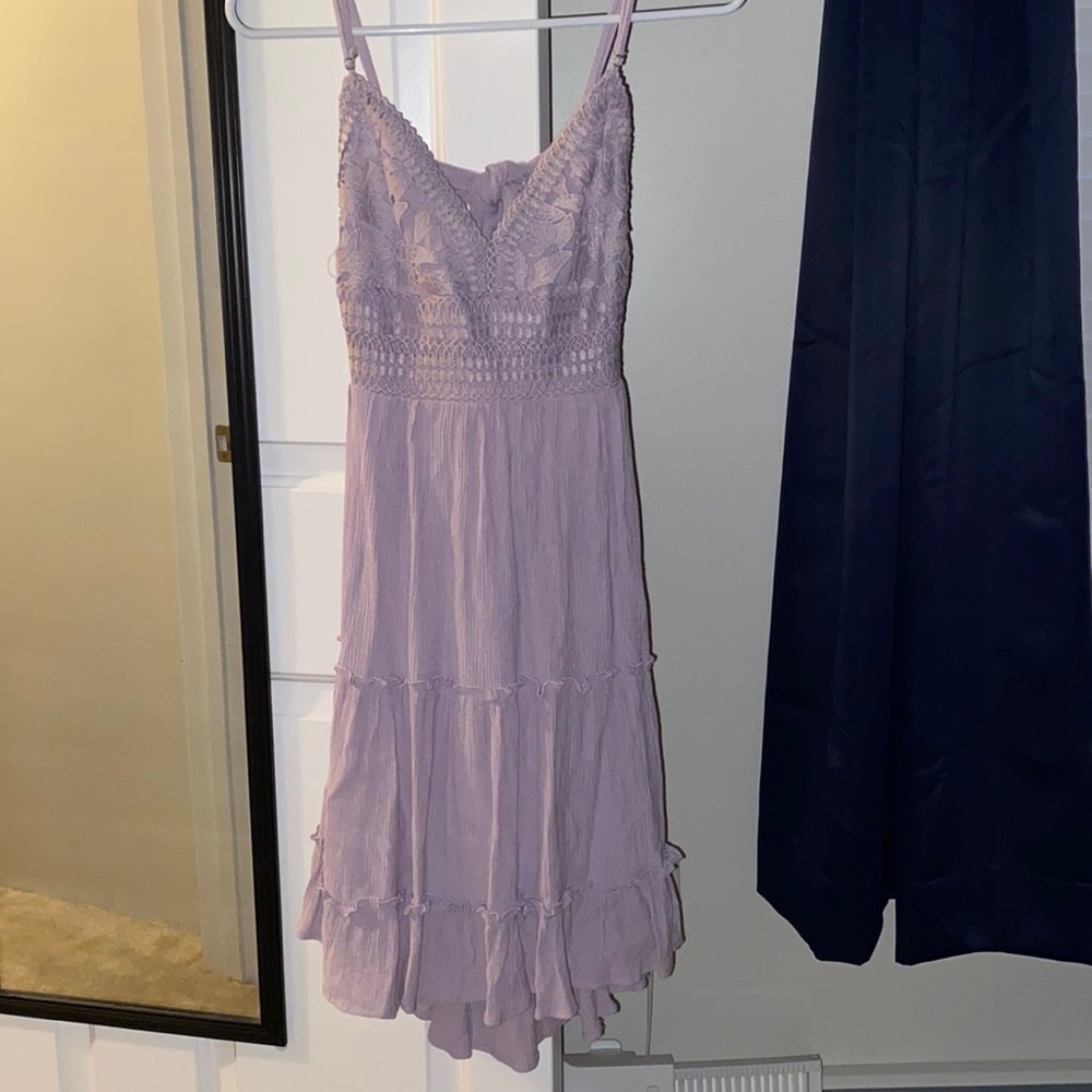 Womens Medium Love Tree Lavender Spaghetti Strap Floral Summer Mini Dress